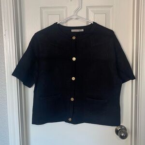 Abercrombie & Fitch Black Sweater with Gold Buttons